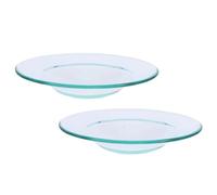 KICHOUSE Plato de Repuesto para Calentador de Cera de 11,5 Cm, Placa de Vidrio Transparente para Aceites Esenciales, 2 Piezas para Quemador de Aromaterapia y Cera Derretida, Accesorio