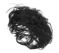 KICHOUSE Postizo para Cabello Rizado Medio Natural Negro, Tupé Transpirable sin Costuras con Flequillo Falso para Mujeres, Peluca Invisible para Aumento de Volumen y Cobertura de Calvicie,