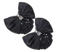 KICHOUSE Red para Moño Lazo Negro 2 Piezas Pinzas Cabello para Mujer Redecilla Transpirable para Bailarinas Azafatas y Enfermeras Accesorios de Cabello Formales E Informales