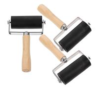 KICHOUSE Rodillo Brayer de 3 Piezas para Estampación, Rodillo de Goma de 6 Cm Mango de Madera y Pp, Herramienta de Impresión para Manualidades Artísticas y Pintura, Adecuado Proyectos