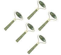 KICHOUSE Rodillo para Ojos de Piedra Natural Xiuyu Verde, Set de 5 Piezas, Herramienta de Belleza Facial Antienvejecimiento, Masajeador Facial Portátil para Cuidado Piel