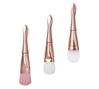 KICHOUSE Set de 3 Pinceles Aplicadores para Mascarilla Facial Cerdas Suaves y Mango de Silicona Dorado, Diseño Doble Cabeza para Aplicación Delicada y Almacenamiento Sencillo