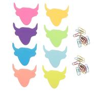 KICHOUSE Set de Blocs de Notas Autoadhesivos Diseño de Vaca, 8 Blocs Pequeños 24 Clips de Metal, Papelería para Oficina y Escuela, Accesorios Divertidos para Organizar Tareas y