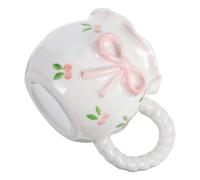 KICHOUSE Taza de Cerámica Creativa Lazo 3d Hecha a Mano, Capacidad Óptima, Diseño Único para Oficina y Café, Taza de Té Rosa Versátil