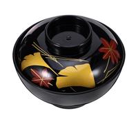 KICHOUSE Tazón de sopa de miso japonés Tazón de sopa japonés ensalada Black