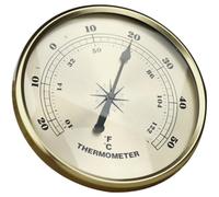 KICHOUSE Termómetro de Pared Termómetro para Temperatura Ambiente Redondo de Metal Dorado, Fácil de Leer, Compacto, Ligero Fácil Instalación para Jardín y Comedor