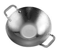 KICHOUSE Wok Olla Caliente de Acero Inoxidable para Estufa Doble Asa Antideslizante y Resistente al Calor Doméstica Adecuado para Cocina Casera y Barbacoa Coreana