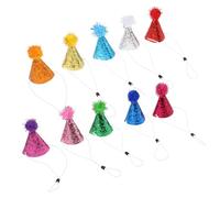 Kichvoe 10 Sombreros de Cumpleaños para Perros y Gatos, Gorros de Fiesta Ajustables con Mini Pompones Brillantes, Accesorios para Disfraces y Decoraciones para Fiestas de Mascotas (10