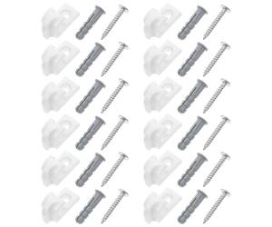 Kichvoe 12 Piezas Clip de Pared Clips para Estantes de Armario de Abs Blanco con Tornillos y Tubos de Expansión, para Armarios y Luces de Cadena