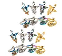 Kichvoe 16 Anillos Guía de Hilo para Tejer a Crochet, Anillo Decorativo Abierto Diseño de Pavo Real, Accesorio Ligero y Compacto para Manualidades y Costura, Herramienta Práctica