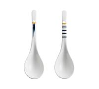 Kichvoe 2 Cucharas de Cerámica de Color Claro para Sopa Mango Largo, Aptas para Restaurantes y Catering, Diseño Simple y Creativo, Ideales para Sopas y Arroces