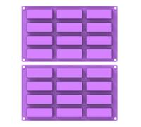 Kichvoe 2 Piezas Molde Rectangular de Silicona 12 Cavidades Púrpura, Molde para Barras de Granola y Cereales, Flexible y Fácil de Usar, para Uso Doméstico y Elaboración de Cera Aromática