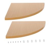 Kichvoe 2pcs Wooden Floating Corner Shelves, 20 cm Curved Wall Mounted Triangle Shelves, No-Drill Space-Saving Storage for Kitchens and Office