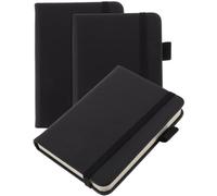 Kichvoe 3 Cuadernos de Bolsillo A7 Rayados, Mini Bloc de Notas Negro Portátil, Cuaderno Pequeño para Oficina y Diario, Planificador Práctico para Uso Escolar y Viajes