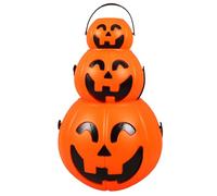 Kichvoe 3 Piezas Cubo para Halloween de Plástico con Forma de Calabaza Naranja Diseño Portátil y Decoración Única para Fiestas y Dulces