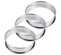 Kichvoe 3 Piezas Moldes Redondos para Pizza Inoxidable Anillos para Servir y Esparcir Ingredientes Resistentes la Oxidación Accesorio Práctico para Cocina y Repostería