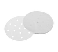 Kichvoe 300 piezas de revestimiento de bambú para vaporera, papel pergamino redondo de 5,6" para freidora de aire, lámina antiadherente con agujeros - Tapete blanco desechable recubierto de