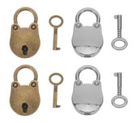 Kichvoe 4 mini candados antiguos con llave, candado con forma de cabeza de oso | de metal bronce vintage para cofre del tesoro, joyero, diario, libro, bolso, caja de almacenamiento