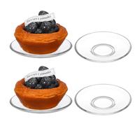 Kichvoe 4 Platos Redondos de Vidrio para Café y Té, Alta Durabilidad y No Se Deforman, Ideales para Restaurantes y Hoteles, Diseño Delicado y Transparente Reutilizable