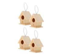 Kichvoe 4piezas Pequeña Pajarera De Madera Sin Terminar Kit De Minicasas para Pájaros para Pintar y Decorar para Fiestas Al Aire Comedero para Pájaros De Bricolaje