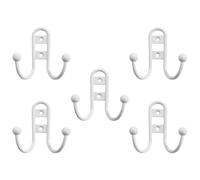 Kichvoe 5 Ganchos Metálicos de Pared Dobles para Organización en Hogar, Estilo Europeo, Color Claro, Montaje en Pared, Multiusos para Sombreros, Llaveros y Ropa, Ideales para Cocina, Baño