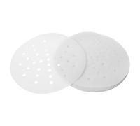 Kichvoe 500 unidades de revestimiento de bambú para vaporera, papel pergamino redondo de 7" para freidora de aire, lámina antiadherente con agujeros - Tapete blanco desechable recubierto de