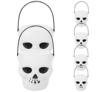 Kichvoe 6 Piezas Cubo Portátil de Plástico Blanco con Asa para Fiestas de Halloween, Adecuado para Guardar y Galletas en Celebraciones Temáticas