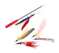 Kichvoe 6 Piezas Palo de Juguete para Gatos Juguete para Burlarse de Gatos Mango Telescópico Cabezales de Plumas de Repuesto Plástico para Jugar Color Aleatorio