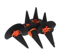 Kichvoe 6 Piezas Sombrero de Bruja de Fieltro Negro para Decoración DIY de Halloween Elementos Clásicos como Calavera, Araña y Murciélago, Adecuado para Manualidades y Fiestas