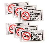 Kichvoe 6 Piezas Unidades Pegatinas Prohibido Fumar Vehículo Autoadhesivas Señal Advertencia Resistentes Agua para Coches