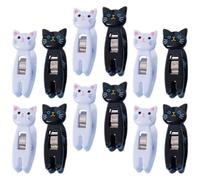Kichvoe Accesorios Creativos y Lindos Forma de Gato 12 Clips de Notas de Plástico, Portátiles y Resistentes al Viento para Oficina y Hogar