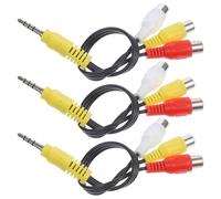 Kichvoe Adaptador Av 1 a 3 Hembra 3.5mm a 3 Conectores, Cable de Transferencia de Audio y Vídeo para Tv Satelital, Receptor Av, Cabezal Alargado 18mm, Paquete de 3 Piezas, Compatible