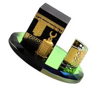 Kichvoe Adorno de Escritorio Islámico de Cristal, Miniatura de Arquitectura Islámica Redonda, Recuerdo de Arabia Saudita para Eid y Ramadán, Decoración de Mesa y Salón
