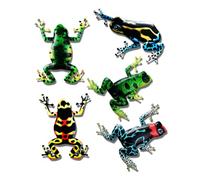Kichvoe Adorno de Rana de Hierro para Pared, Set de 5 Piezas en Colores Brillantes, Escultura Resistente Intemperie para Decoración de Jardín y Exteriores, Arte Mural de Metal para Patio