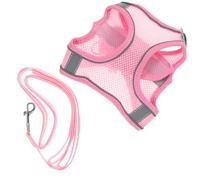 Kichvoe Arnés Reflectante para Perros Medianos con Correa Ajustable, Chaleco Transpirable de Malla, Set 2 Piezas con Diseño de Flores de Strass, Color Rosa, Adecuado para Paseos y Verano