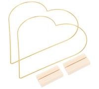 Kichvoe Aros Metálicos de Hierro en Forma de Corazón 25 Cm Dorados con Base de Madera, 2 Juegos para Manualidades, Centros de Mesa, Decoración Boda y Atrapasueños DIY