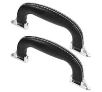 Kichvoe Asas para Maleta de Viaje 2 Piezas, Manijas de Plástico y Cuero Artificial, Tamaño Estándar, Color Negro y Plata, Repuesto para Estuches, Cajas de Herramientas y Bolsos