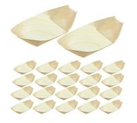 Kichvoe Bandeja de Comida para Barco de Madera Beige, 120 Piezas, Mini Tazones para Servir Diseño Artístico y Resistente para Restaurantes y Catering