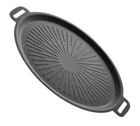 Kichvoe Bandeja para Parrilla de Barbacoa de 30 Cm, Sartén de Hierro Macizo Antiadherente, Plancha para Asar al Aire Libre y Uso Doméstico, Molde Resistente para Cocinar Carne y Verduras