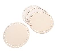 Kichvoe Base de Madera para Bolsa de Crochet 15 Cm, 4 Piezas Redondas con Agujeros Pretaladrados, Soporte para Manualidades Diy, Accesorios para Bolsos y Labores de Bordado