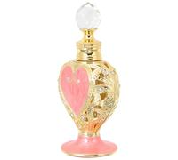 Kichvoe Botella de Perfume Recargable de 12ml Diseño en Forma de Corazón, Vidrio y Metal, Protección contra Luz Dañina para Decoración Elegante y Estilo Oriental
