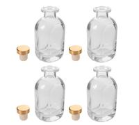 Kichvoe Botella Difusora de Varillas de Vidrio 150ml 5oz, Diseño Plano | Recambio Reutilizable, Madera y Cristal Transparente, Varillas y Tapón, para Centros de Belleza y Spa