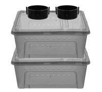 Kichvoe Caja de Cría para Reptiles y Escorpiones de Plástico Negro con Ventilación Adecuada y Cuenco de Agua para Crear un Entorno Seguro y Natural