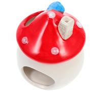 Kichvoe Casa para Hámster de Cerámica Forma de Hongo y Parte Superior Roja, Nido Interior para Descanso y Escondite en Jaulas Pequeñas