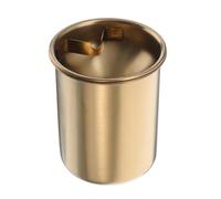 Kichvoe Cenicero con Diseño Moderno de Acero Inoxidable Dorado con Tapa Resistente al Viento y Fácil de Limpiar y Redondo para Uso en Interiores y Auto