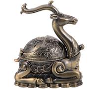 Kichvoe Cenicero con Tapa: Cenicero portátil de aleación de Zinc con diseño de Ciervo, Resistente al Viento y Elegante para el hogar, la Sala de Estar, la Oficina y el balcón.