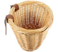 Kichvoe Cesta Frontal de Rattan Ovalada para Cesta de Mimbre Natural Resistente para Bicicleta Fácil Instalación sin Herramientas Gran Capacidad para Objetos Pequeños Color Aleatorio