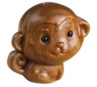 Kichvoe Colgante Mono de Madera Tallada para Llavero y Bolso Decorativo | Adorno Marrón de Pie, Base Plana y Acabado Suave, Adecuado para Escritorio y Obsequio