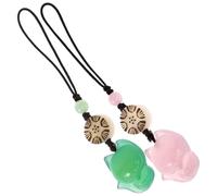 Kichvoe Colgantes de Jade para Teléfono 2 Piezas en Forma de Zorrito en Verde y Rosa, Decoración Creativa para Bolsos y Llaveros, Colgantes Delicados y Accesorios para Móviles