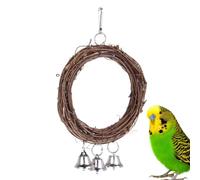 Kichvoe Columpio Colgante Que Atrae el Interés y Alivia el Aburrimiento del Loro Anillo y Campana de Ratán de Loro Color Aleatorio Accesorio para Jaula y Jardín